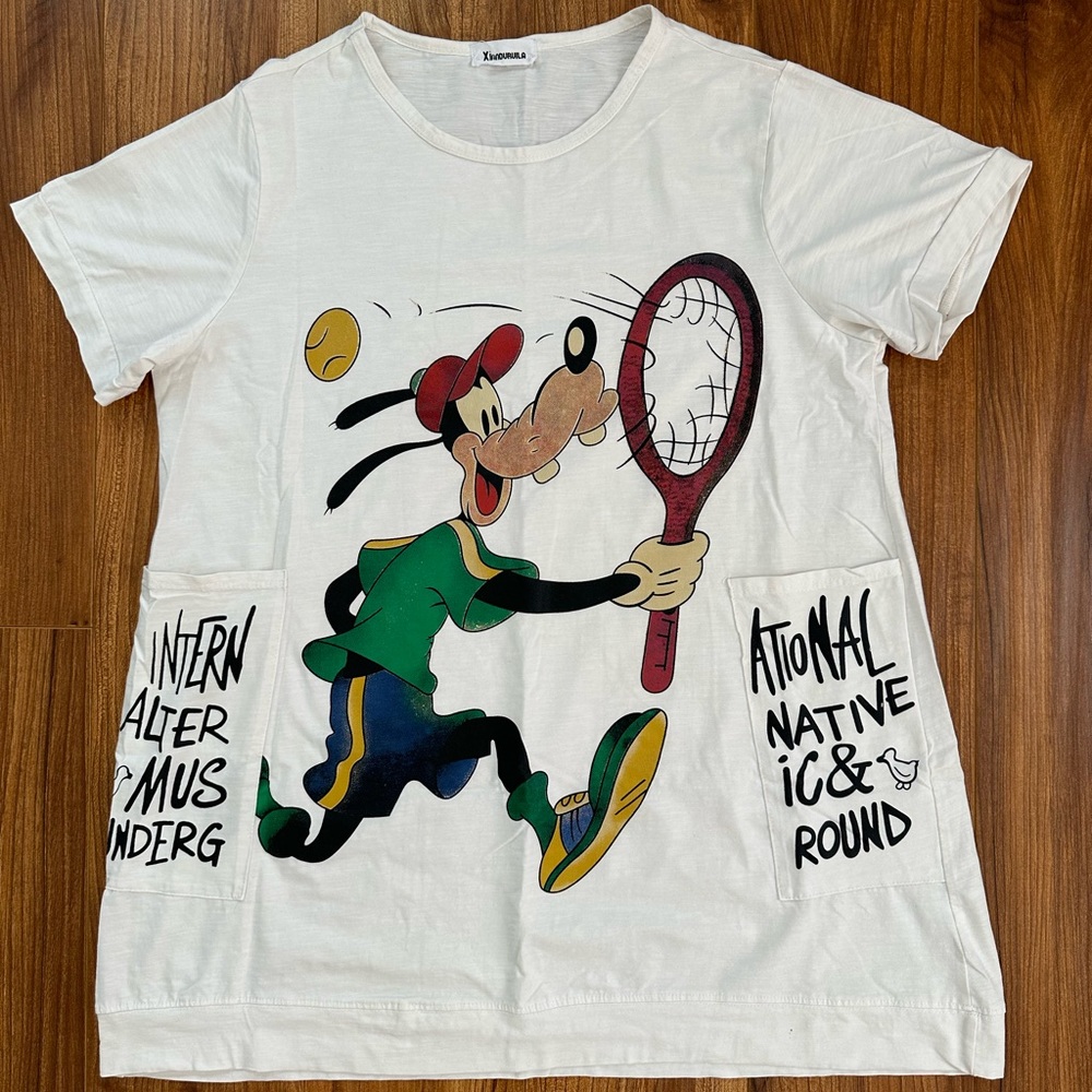 Goofy Sports Racket Women’s Large Summer Shirt